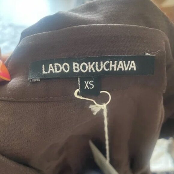 Lado Bokuchava Bowie Shirt Dark Brown Long Sleeve Blouse NWT XS - Picture 3 of 7